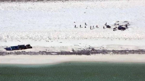 One of the two fishing boats was washed ashore on Bedwell Island