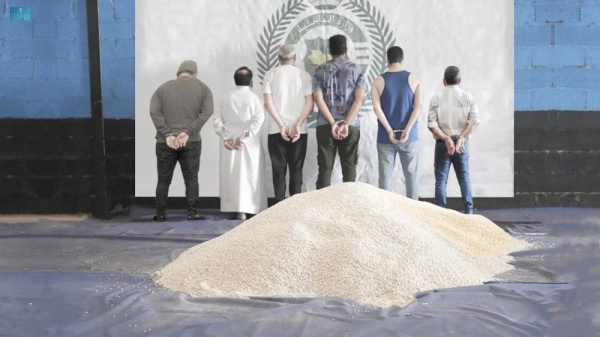 The culprits were arrested including six people receiving the shipment in Riyadh and Jeddah, consisting of three residents, a Syrian citizen with a visitor's visa, a resident holding the Sudanese nationality and a Saudi citizen.