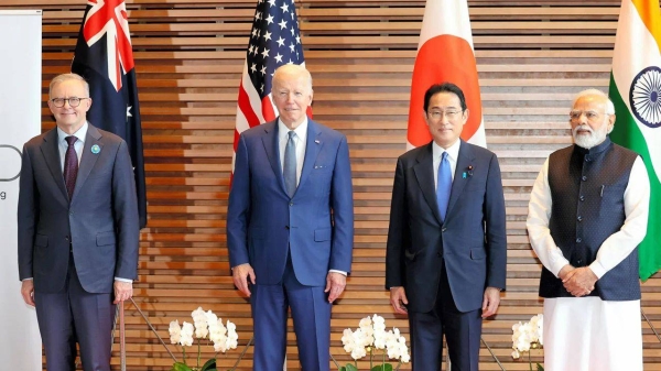 Australian Prime Minister Anthony Albanese, US President Joe Biden, Japanese Prime Minister Fumio Kishida and Indian Prime Minister Narendra Modi pose prior to a Quad meeting last year on May 24 in Tokyo, Japan