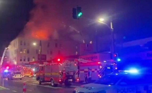 Smoke billows from New Zealand hostel fire