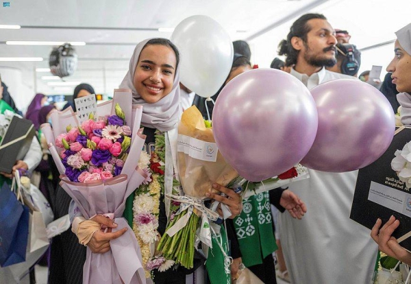The talented students of the Saudi Team for Science and Engineering who won 27 prizes at the Regeneron International Science and Engineering Fair (ISEF 2023) arrived on Sunday at King Khalid International Airport in Riyadh.