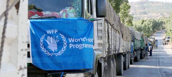 WFP convoy trucks delivering food and nutrition supplies to Adi Harush, Mai Aini, Mekelle and Shire in Tigray, Ethiopia. — courtesy WFP Ethiopia