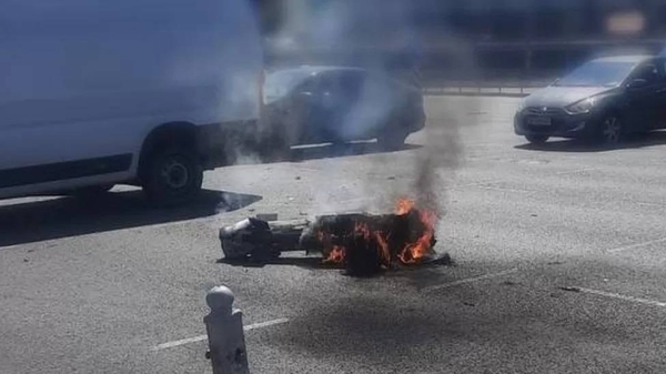 Kyiv's mayor Vitali Klitschko posted a picture of flaming debris that fell from the sky during Monday's attack