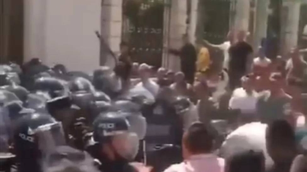 Locals in Nagu town clashed with dozens of police outside a mosque on Saturday