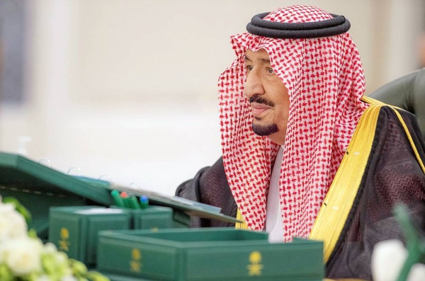 Custodian of the Two Holy Mosques King Salman chairs the Cabinet session on Tuesday at Al-Salam Palace in Jeddah.