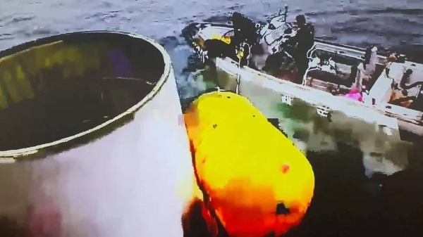A South Korean handout picture of wreckage in the sea
