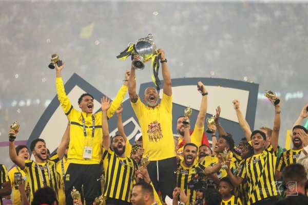 Al-Ittihad Jeddah were crowned the Saudi Professional League Champions on Wednesday night in the presence of thousands of jubilant fans who gathered at Al-Jawhara Stadium in King Abdullah Sports City to celebrate their favorite team’s coronation after a long wait of 14 years. (Picture: @ittihad)