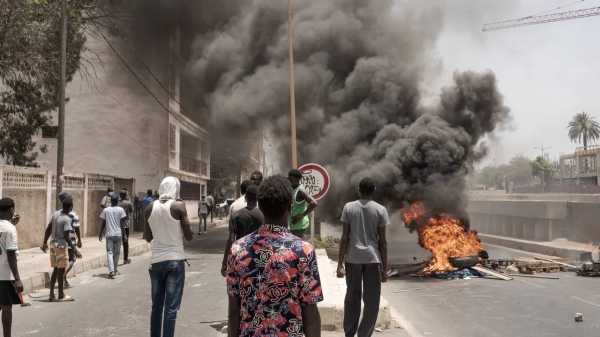 Supporters of Senegalese opposition leader Ousmane Sonko protest in Dakar, Senegal on June 1, 2023, after he was jailed for two years for 'corrupting youths.'