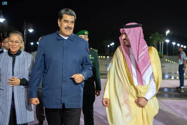 President Nicolas Maduro arrives at King Abdulaziz International Airport in Jeddah on Sunday night.