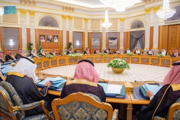 Crown Prince and Prime Minister Mohammed bin Salman chairs the Cabinet session at Al-Salam Palace in Jeddah on Tuesday.