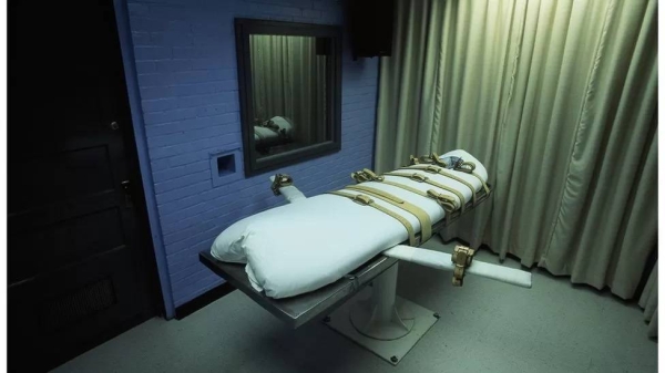 A bed used for lethal injections, at a death chamber in Texas