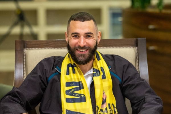 International star Karim Benzema arrives in Jeddah.