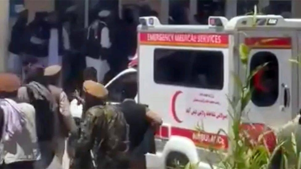 Footage sent to the BBC shows ambulances delivering casualties to hospital in the provincial capital