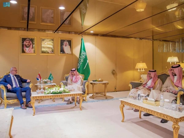 Prince Faisal also meets with Norway's Minister of Foreign Affairs Anniken Huitfeldt in Riyadh on Thursday.