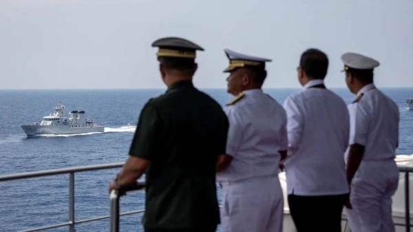 A file image of Philippine military and defense chiefs during the ASEAN Fleet Review at Subic Bay in the Philippines on May 11