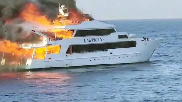 Fire on board boat in Egyptian Red Sea