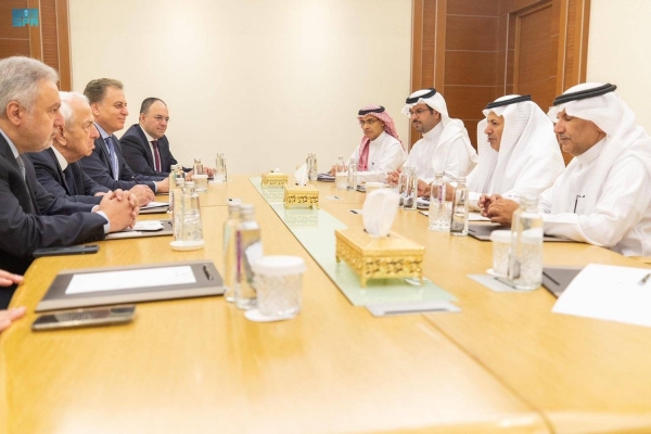 The Federation of Saudi Chambers Chairman Hasan Al-Huwaizi and President of the Federation of Syrian Chambers of Commerce Muhammad Abu Al-Huda Al-Lahham hold bilateral meeting in Riyadh. 