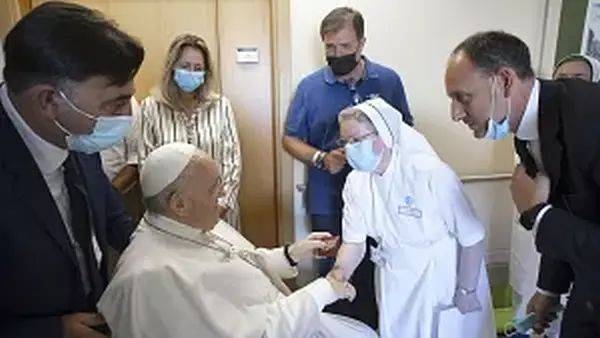 Pope Francis left Rome’s Gemelli hospital on Friday morning, nine days after having surgery for abdominal hernia and scarring