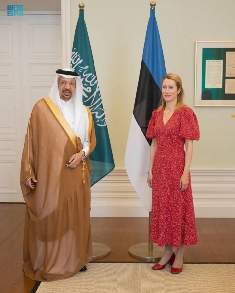 Saudi Minister of Investment Eng. Khalid bin Abdulaziz Al-Falih meets Estonian Prime Minister Kaja Kallas.