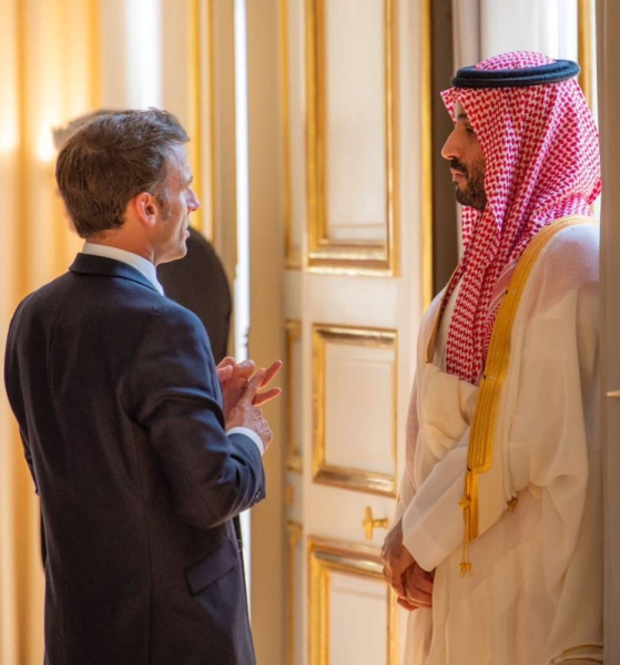 File photo of Saudi Crown Prince and Prime Minister Mohammed bin Salman and the French President Emmanuel Macron