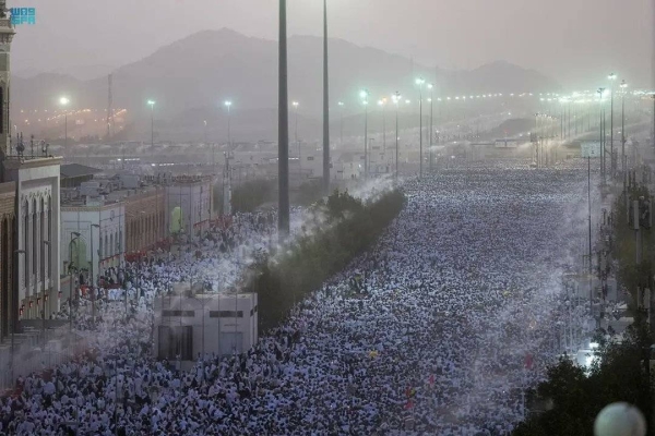 As the ritual of standing on Mount of Mercy (Jabal Al-Rahma) in Arafat ends, which marks the climax of the annual pilgrimage of Hajj, pilgrims have started their journey on Tuesday toward Muzdalifah by walking across the world’s longest pedestrian path.