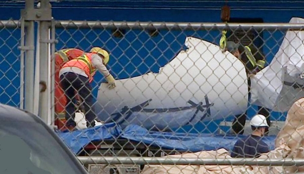 Picture shows wreckage of Titan sub brought ashore