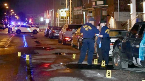 Dozens of shell casings were found across a large area in south-western Philadelphia. — courtesy Getty Images