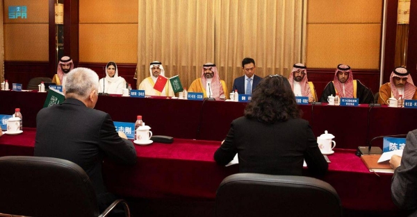 Minister of Communications and Information Technology Eng. Abdullah Al-Swaha meets with Beijing Mayor Yin Yong on Wednesday.