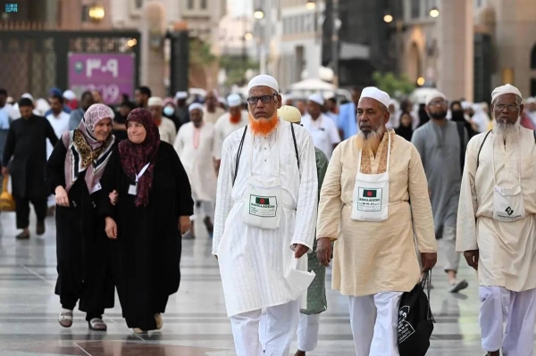 The pilgrims arrived in the Prophet's city by air, land and the Haramain train.