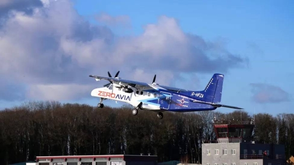 The first test flight took off from Cotswold Airport