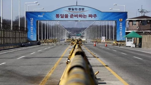 A file picture shows the bridge near the border checkpoints between North Korea and South Korea at the Military Demarcation Line