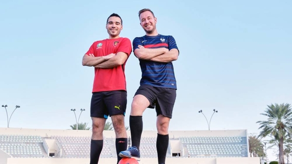 Anthony Cioppa (left) and Silvio Giancola: their common passion for artificial intelligence and football brought them together to develop SoccerNet. — courtesy KAUST 2023; Eliza Mkhitaryan