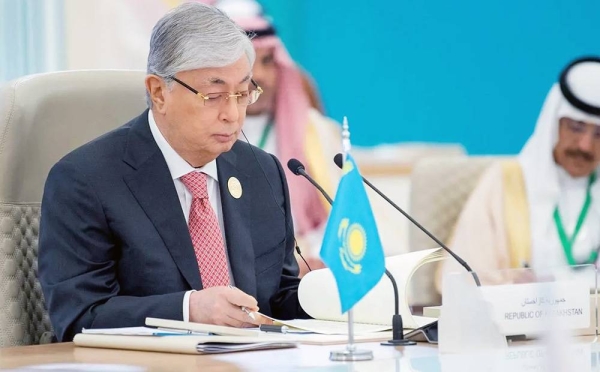 Kazakhstan President Kassym-Jomart Tokayev addresses the GCC- Central Asia Summit in Jeddah on Wednesday.