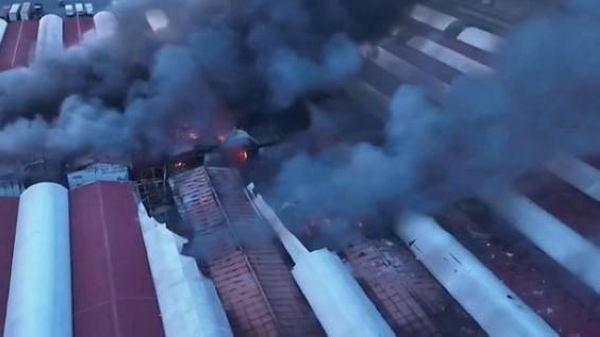 Footage shows the impact of attack on Odesa grain terminals