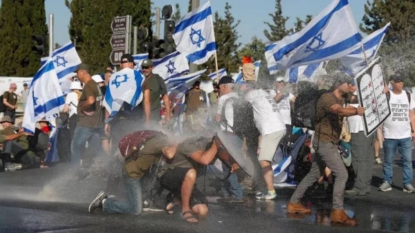 Protesters blocked roads outside Israel's parliament