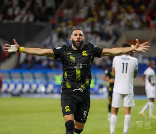 French superstar Karim Benzema’s superb goal on Sunday paved the way for Al-Ittihad Club to advance into the quarter-finals of the King Salman Club Cup. Al-Ittihad defeated Tunisia’s Sfaxien 1-0 in the second round of the group stage of the Arab Club Champions Cup. (Picture: @ittihad)