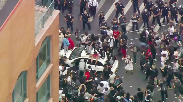 The scene outside Union Square station in New York. — courtesy CBS