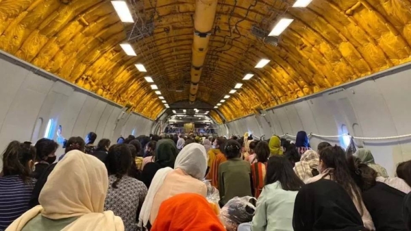 AUW organised for 148 Afghan women to go on the last US hanger out of Kabul