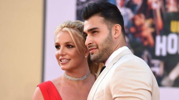 Britney Spears and Sam Asghari arrive at the Los Angeles premiere of 'Once Upon a Time in Hollywood,' at the TCL Chinese Theater, Monday, July 22, 2019.