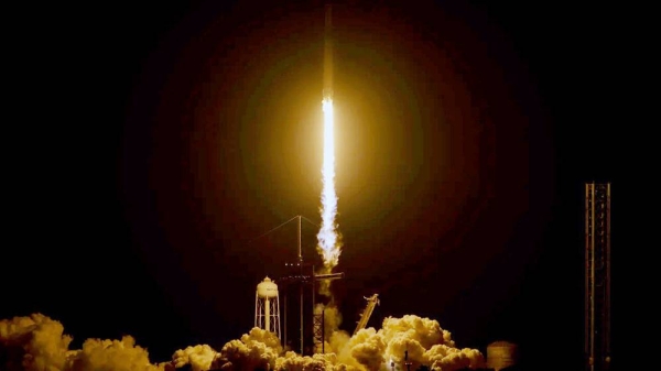 A SpaceX Falcon 9 rocket with the Crew Dragon spacecraft carrying NASA’s SpaceX Crew-7 mission lifts off from Launch Complex 39A at the Kennedy Space Center in Florida on Aug. 26. — courtesy Eva Marie Uzcategui/Getty Images