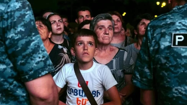 Demonstrations have been taking place in Nagorno-Karabakh's regional capital Stepanakert, demanding the reopening of a blockaded road linking the region to Armenia