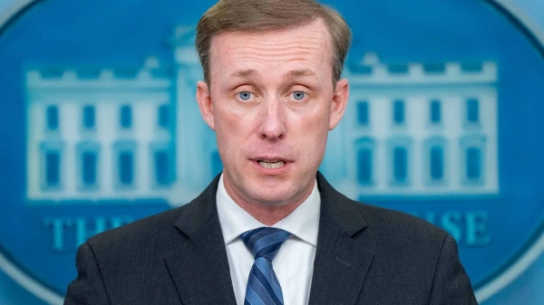 White House national security adviser Jake Sullivan speaks to the media on Tuesday.