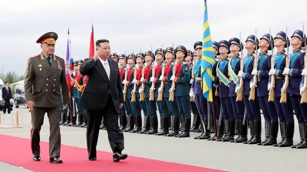 Kim Jong Un talked about military cooperation with Russia's Defence Minister Sergei Shoigu on Saturday. — courtesy Russian Defence Ministry/Handout/Reuters