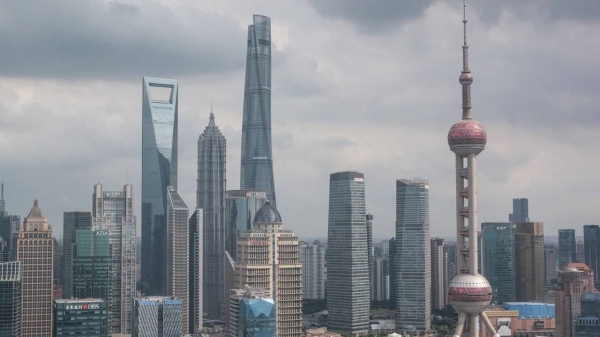 A skyline of Shanghai, China's financial capital, captured on August 7