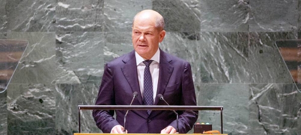 Chancellor Olaf Scholz of Germany addresses the general debate of the General Assembly’s 78th session. — courtesy UN Photo/Cia Pak