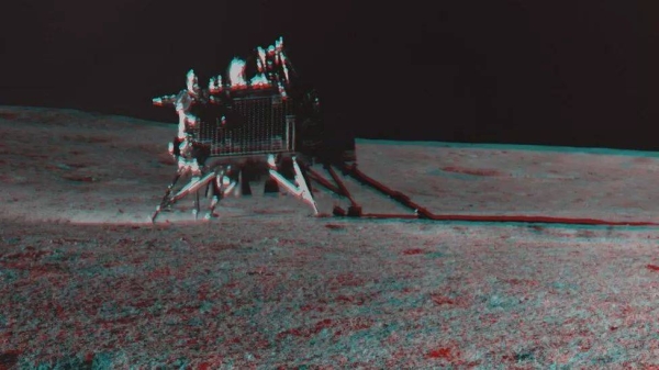 A photo of the Vikram lander taken by Pragyaan roverImage source, Isro