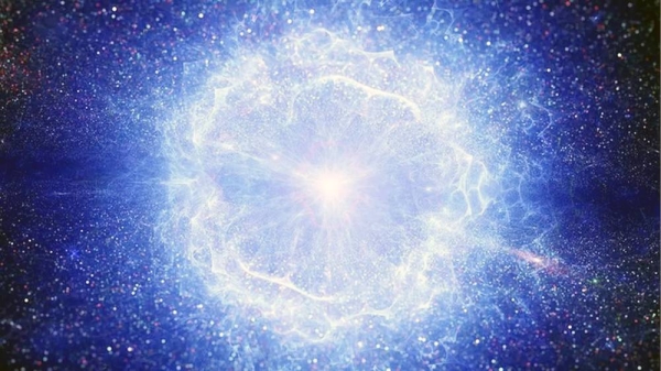 
Artwork: shortly after the Big Bang which created the Universe, matter and antimatter existed in equal amounts. — courtesy Sakkmesterke/Science Photo Library