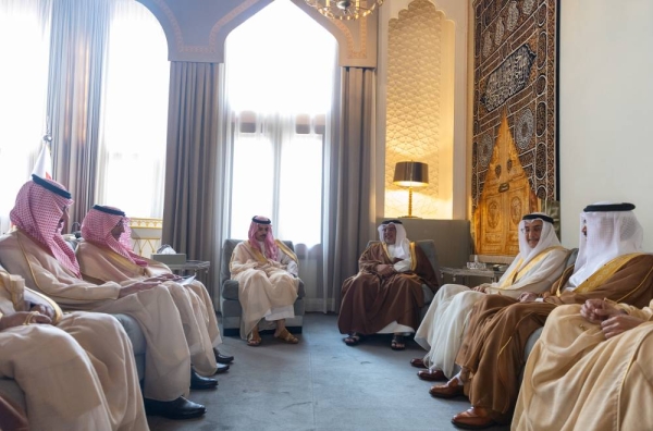 The Bahrain crown prince receives Saudi Arabia's foreign minister in Manama.