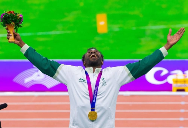 Saudi runner Yousef Masrahi clinched Saudi Arabia's first gold medal at the 19th Asian Games in China.