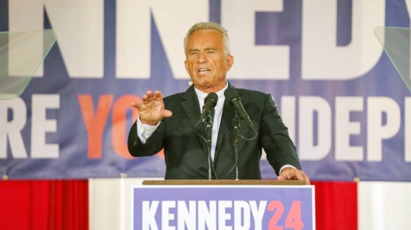 Presidential candidate Robert F. Kennedy, Jr. speaks during a campaign.